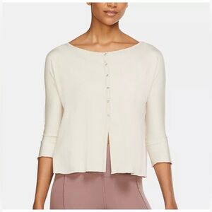 Nike yoga cardigan Luxe size medium off the shoulder round neck snap button